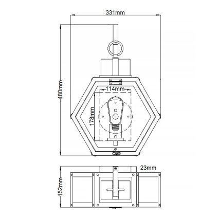 Quintiesse - Utomhusväggarmatur HEATH M 1xE27/60W/230V IP44 brons