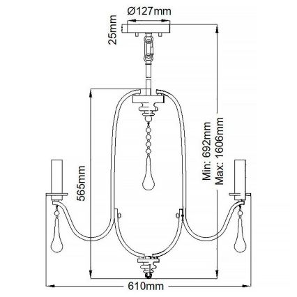 Quintiesse - Taklampa på stång KARLEE 5xE14/60W/230V Ø 61 cm matt krom