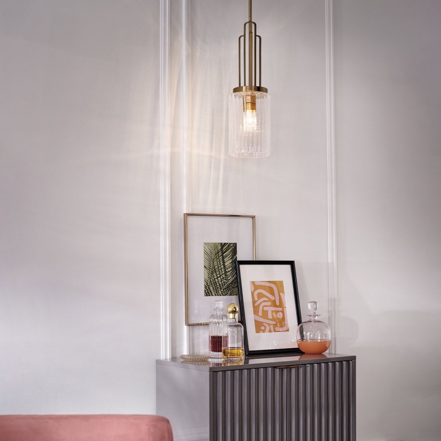 Quintiesse - Stångmonterad taklampa KIMROSE 1xE27/60W/230V Ø 17,8 cm guld