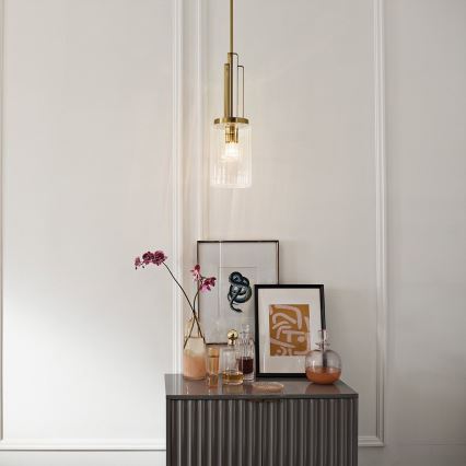 Quintiesse - Stångmonterad taklampa KIMROSE 1xE27/60W/230V Ø 17,8 cm guld