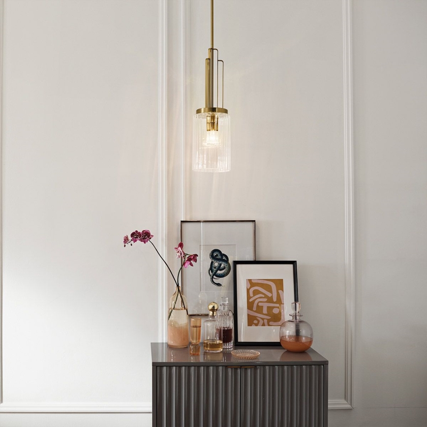 Quintiesse - Stångmonterad taklampa KIMROSE 1xE27/60W/230V Ø 17,8 cm guld