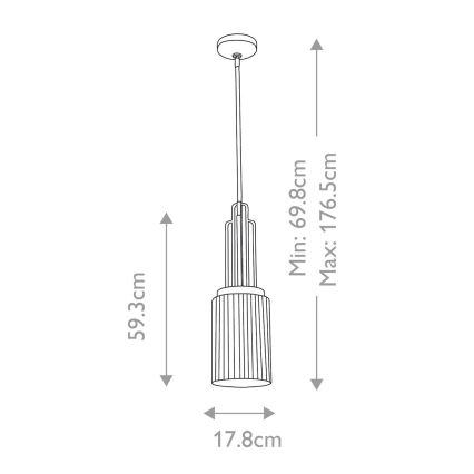 Quintiesse - Takpendel på stång KIMROSE 1xE27/60W/230V Ø 17,8 cm blank krom