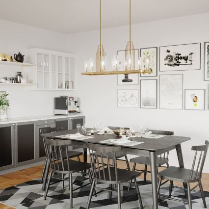 Quintiesse - Taklampa med stång KIMROSE 10xE14/40W/230V guldfinish