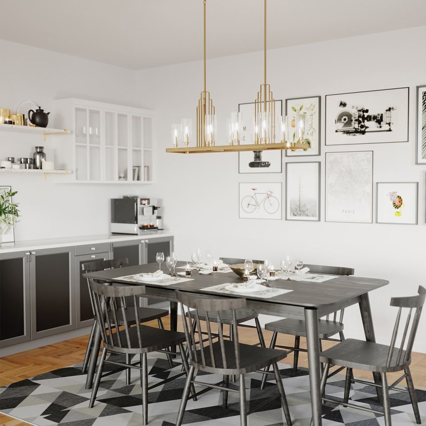 Quintiesse - Taklampa med stång KIMROSE 10xE14/40W/230V guldfinish