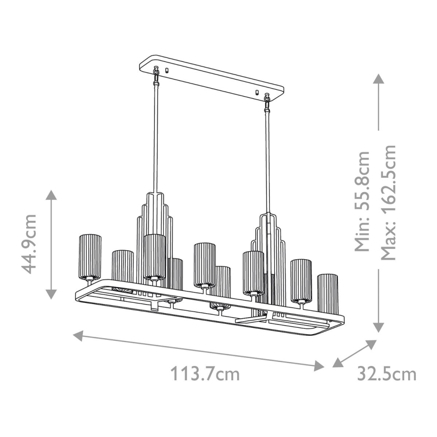 Quintiesse - Stångmonterad takkrona KIMROSE 10xE14/40W/230V blank krom