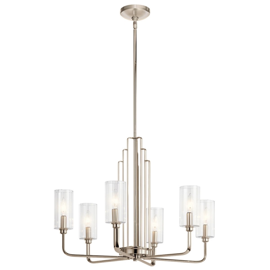Quintiesse - Ljuskrona med stång KIMROSE 6xE14/40W/230V Ø 68,6 cm polerad krom