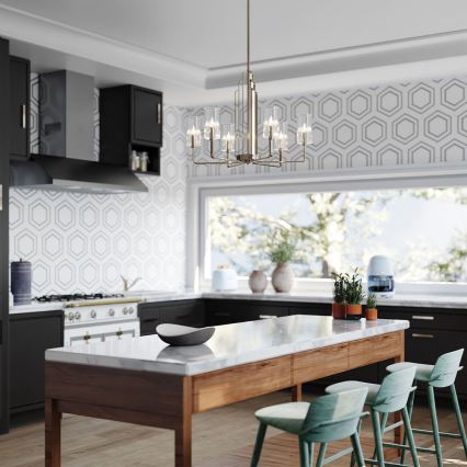 Quintiesse - Ljuskrona med stång KIMROSE 6xE14/40W/230V Ø 68,6 cm polerad krom