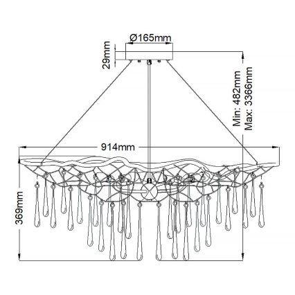Quintiesse - Takpendel på vajer LAGUNA 6xE14/40W/230V Ø 91,4 cm guld