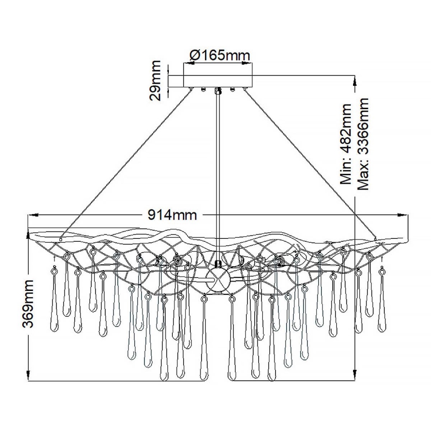 Quintiesse - Takpendel på vajer LAGUNA 6xE14/40W/230V Ø 91,4 cm guld