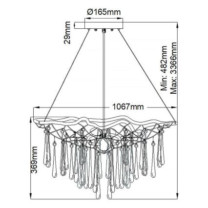 Quintiesse - Takpendel på vajer LAGUNA 8xE14/40W/230V Ø 106,7 cm guld