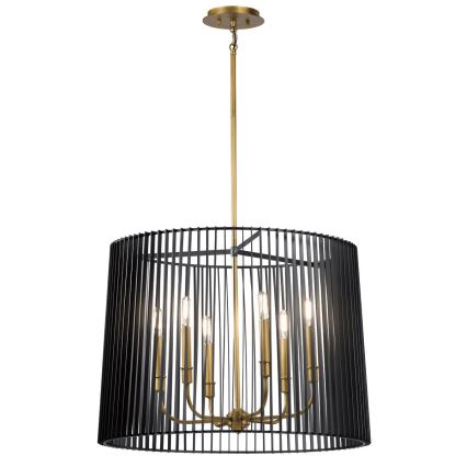 Quintiesse - Stångmonterad ljuskrona LINARA 6xE14/60W/230V Ø 66 cm svart/guld