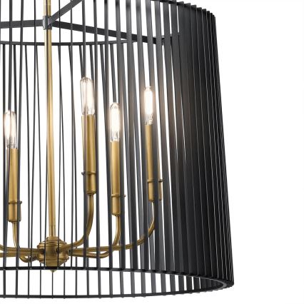 Quintiesse - Stångmonterad ljuskrona LINARA 6xE14/60W/230V Ø 66 cm svart/guld