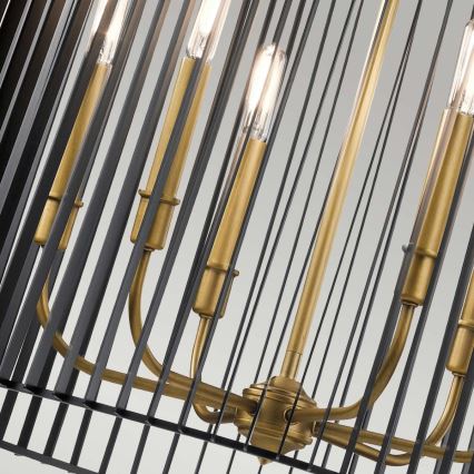 Quintiesse - Stångmonterad ljuskrona LINARA 6xE14/60W/230V Ø 66 cm svart/guld