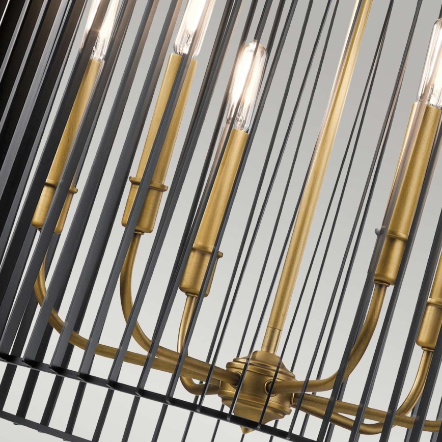 Quintiesse - Stångmonterad ljuskrona LINARA 6xE14/60W/230V Ø 66 cm svart/guld