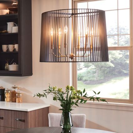 Quintiesse - Stångmonterad ljuskrona LINARA 6xE14/60W/230V Ø 66 cm svart/guld