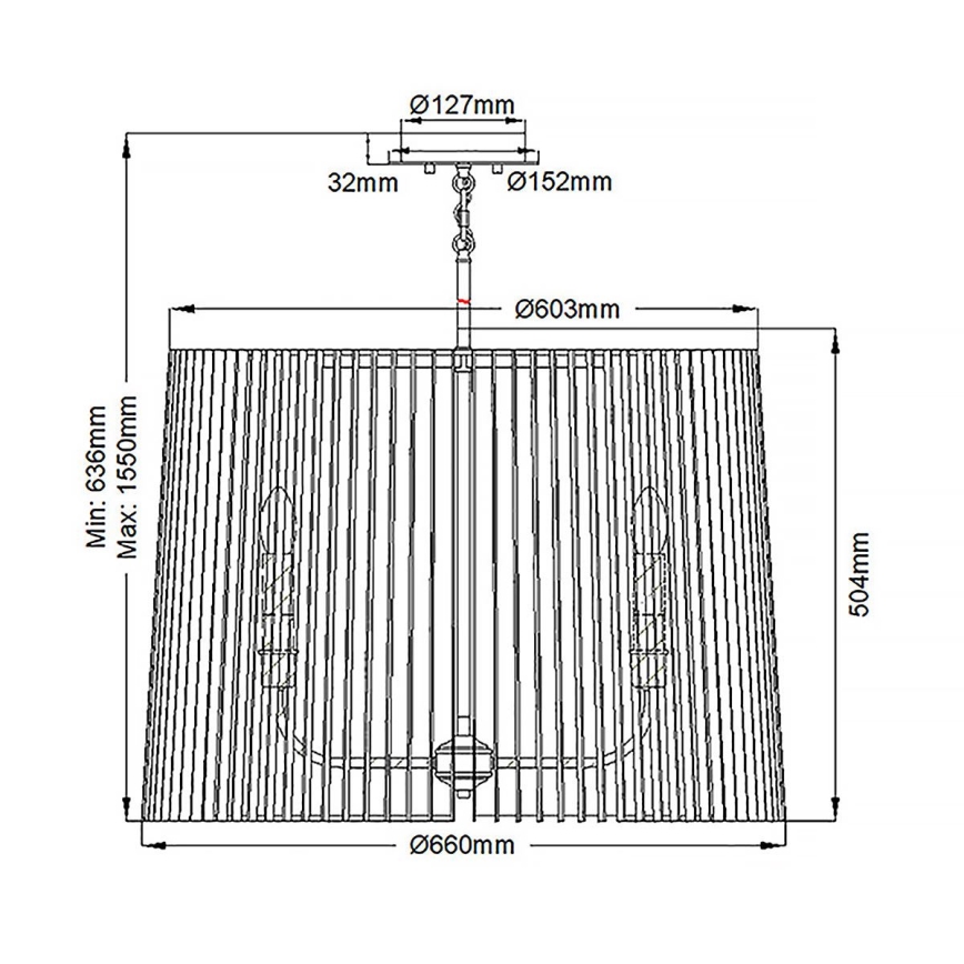 Quintiesse - Stångmonterad ljuskrona LINARA 6xE14/60W/230V Ø 66 cm svart/guld