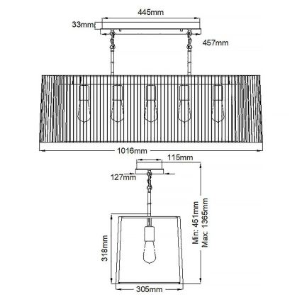 Quintiesse - Taklampa med stång LINARA 5xE27/60W/230V svart/guld
