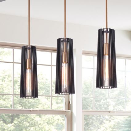 Quintiesse - Taklampa på stång LINARA 1xE27/60W/230V Ø 15,2 cm svart/guld
