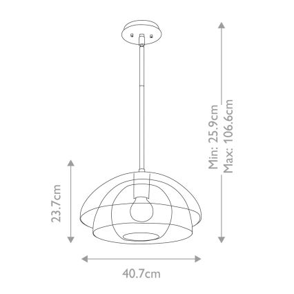 Quintiesse - Takpendel med stång LOTUS 1xE27/60W/230V Ø 40,7 cm guld