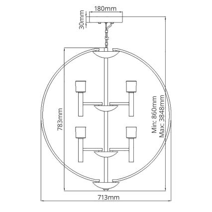 Quintiesse - MONDO LED-pendellampa med kabelupphängning 8xG9/3W/230V Ø 71,3 cm blank krom