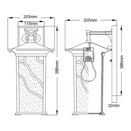 Quintiesse - Utomhusvägglampa MORRIS L 1xE27/60W/230V IP44 i brons