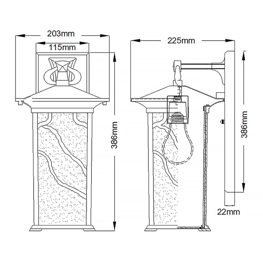 Quintiesse - Utomhusvägglampa MORRIS L 1xE27/60W/230V IP44 i brons