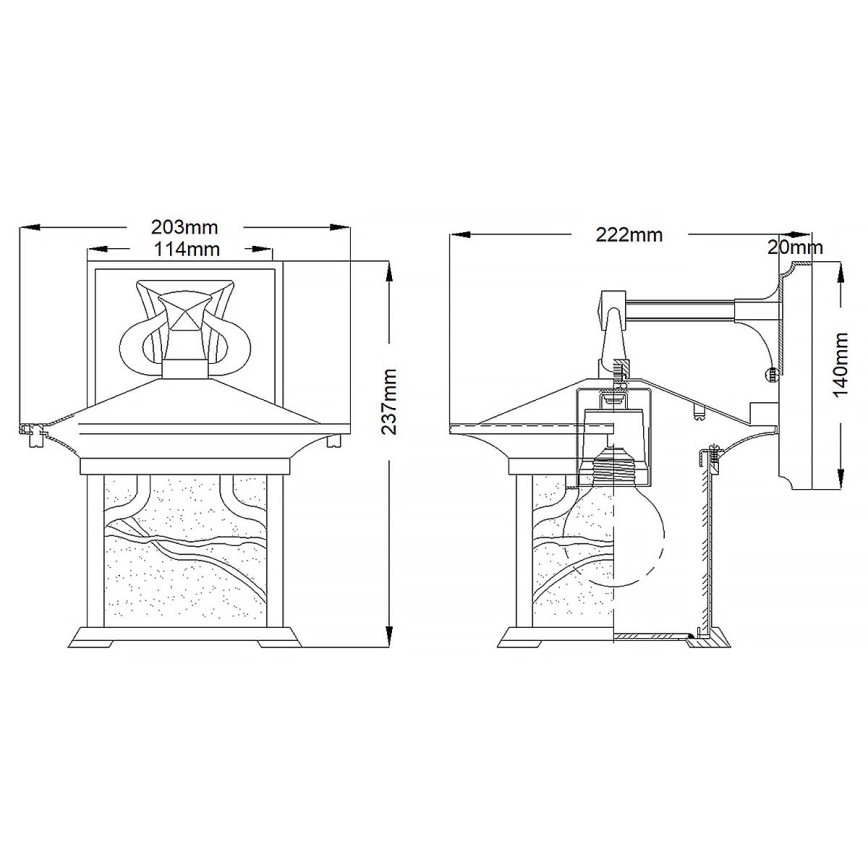 Quintiesse - Utomhusvägglampa MORRIS M 1xE27/60W/230V IP44 brons