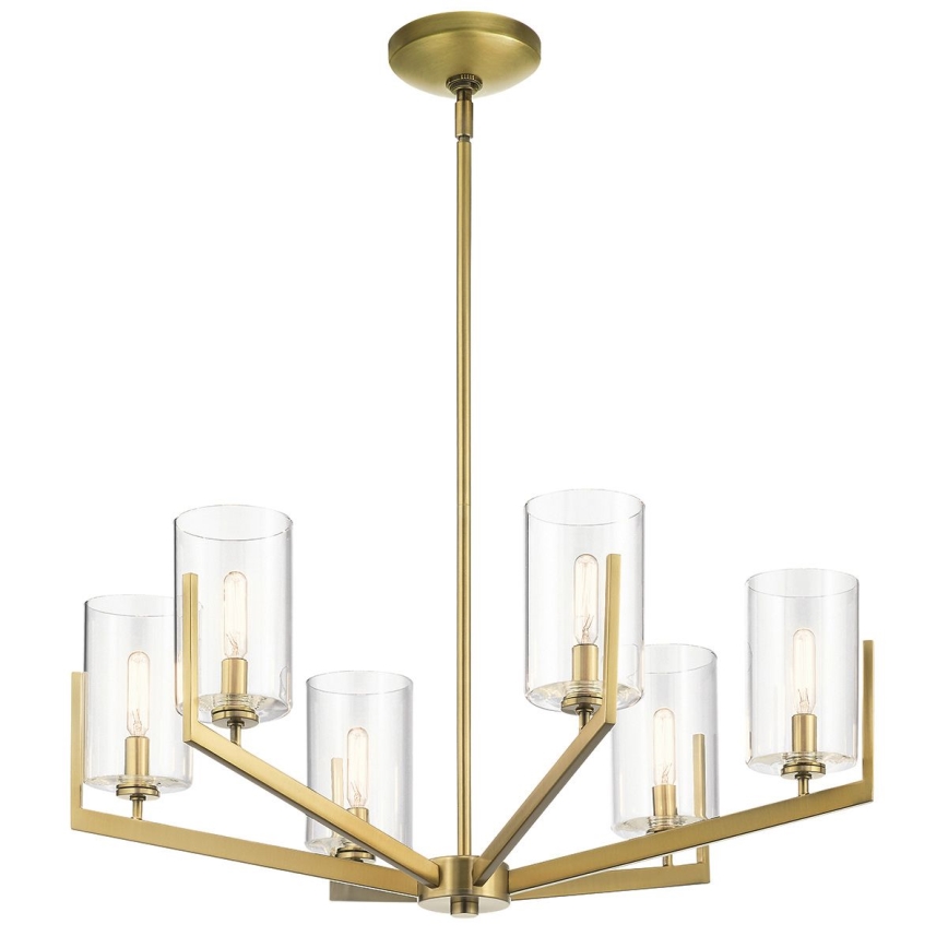 Quintiesse - Taklampa på stång NYE 6xE14/40W/230V pr. 71,1 cm guld