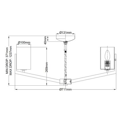 Quintiesse - Taklampa på stång NYE 6xE14/40W/230V pr. 71,1 cm guld