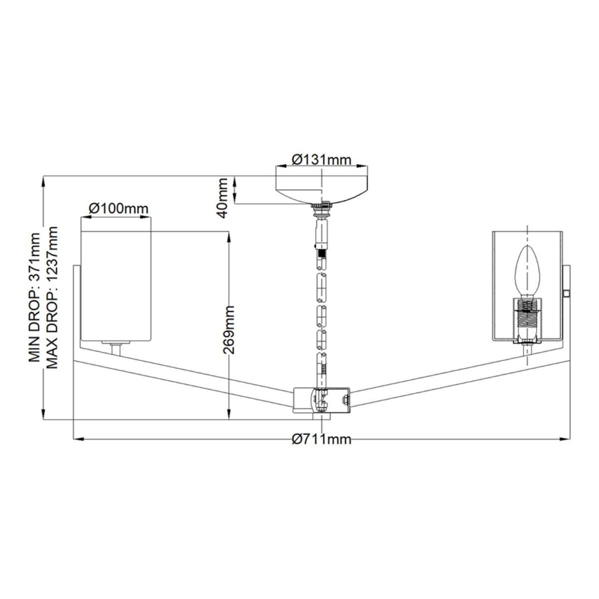Quintiesse - Taklampa på stång NYE 6xE14/40W/230V pr. 71,1 cm guld