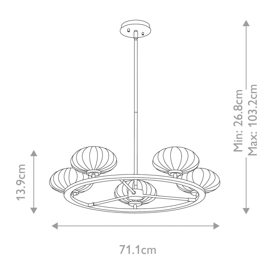 Quintiesse - LED badrumstaklampa på stång PIM 5xG9/3W/230V Ø 71,1 cm IP44 guldfinish