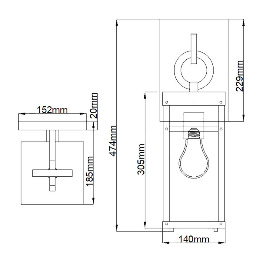 Quintiesse - Utomhusvägglampa PORTER M 1xE27/60W/230V IP44 svart