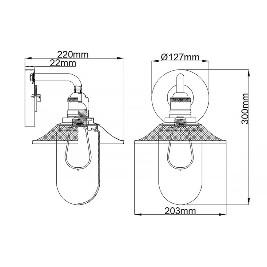 Quintiesse - Badrumsvägglampa RIGBY 1xE27/40W/230V IP44 i brons