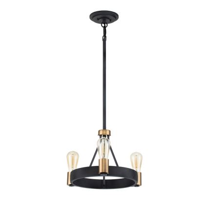 Quintiesse - Taklampa på stång SILAS 3xE27/60W/230V Ø 42,2 cm svart/guld