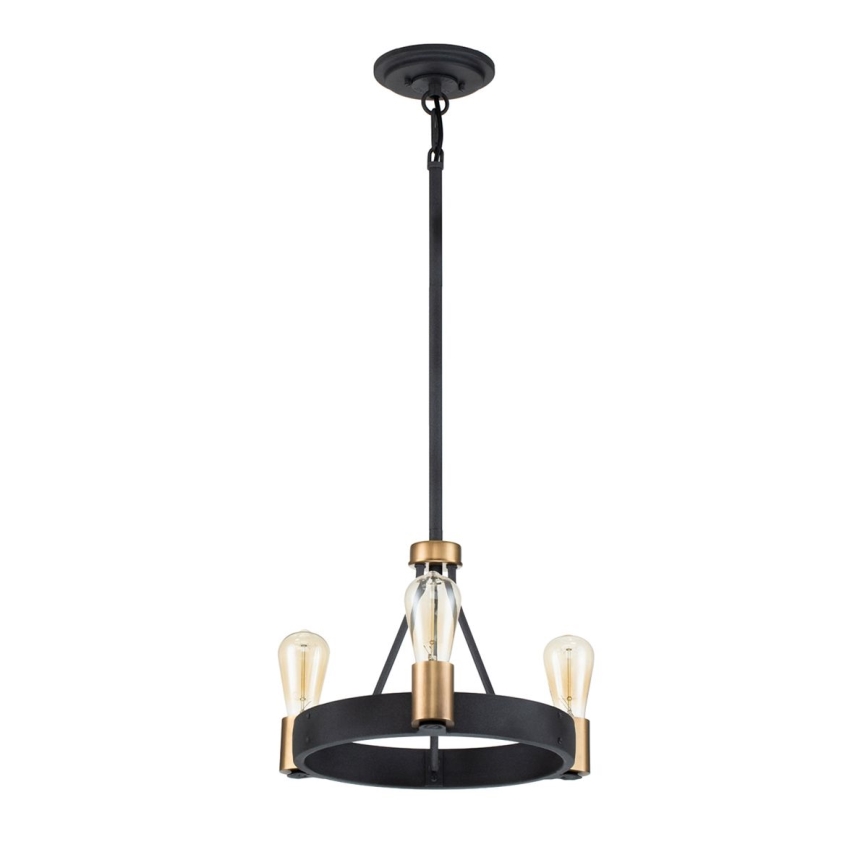 Quintiesse - Taklampa på stång SILAS 3xE27/60W/230V Ø 42,2 cm svart/guld