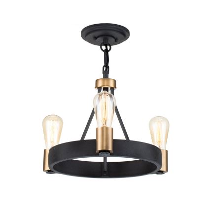 Quintiesse - Taklampa på stång SILAS 3xE27/60W/230V Ø 42,2 cm svart/guld