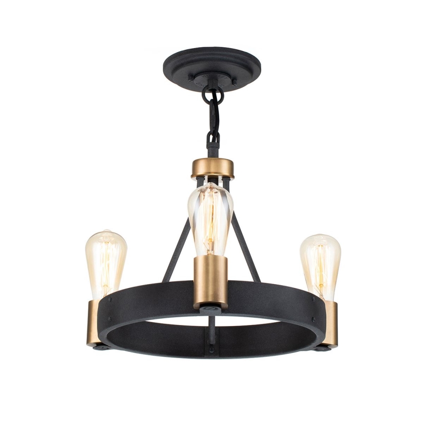 Quintiesse - Taklampa på stång SILAS 3xE27/60W/230V Ø 42,2 cm svart/guld