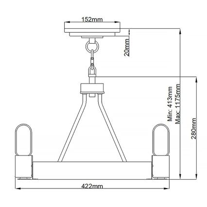 Quintiesse - Taklampa på stång SILAS 3xE27/60W/230V Ø 42,2 cm svart/guld