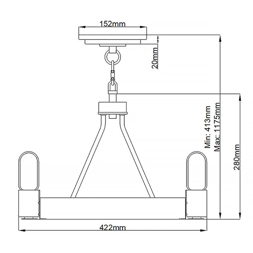 Quintiesse - Taklampa på stång SILAS 3xE27/60W/230V Ø 42,2 cm svart/guld