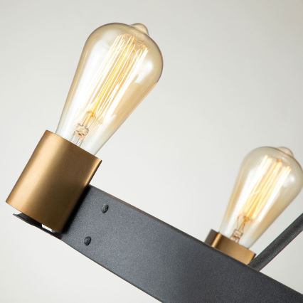 Quintiesse - Taklampa på stav SILAS 4xE27/60W/230V Ø 54,9 cm svart/guld