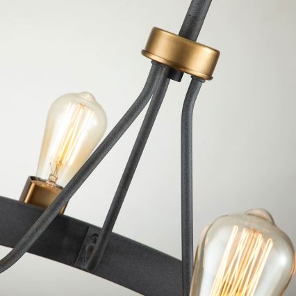 Quintiesse - Taklampa på stav SILAS 4xE27/60W/230V Ø 54,9 cm svart/guld