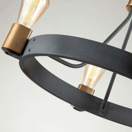 Quintiesse - Taklampa på stav SILAS 4xE27/60W/230V Ø 54,9 cm svart/guld