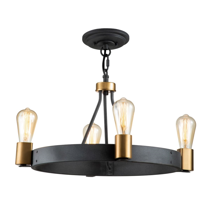 Quintiesse - Taklampa på stav SILAS 4xE27/60W/230V Ø 54,9 cm svart/guld
