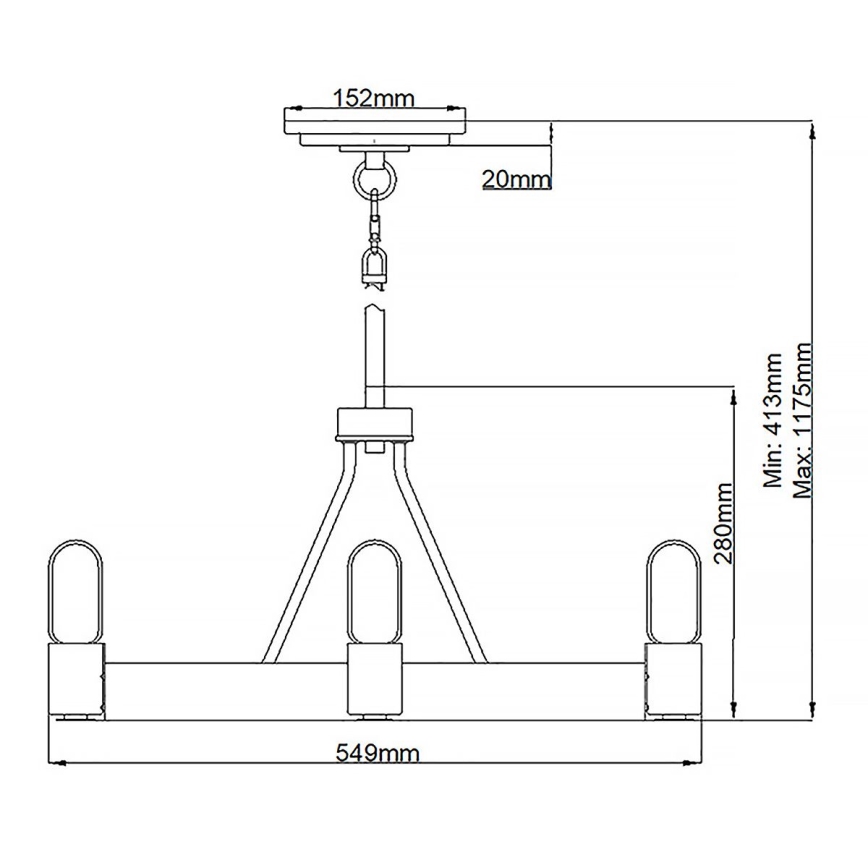 Quintiesse - Taklampa på stav SILAS 4xE27/60W/230V Ø 54,9 cm svart/guld