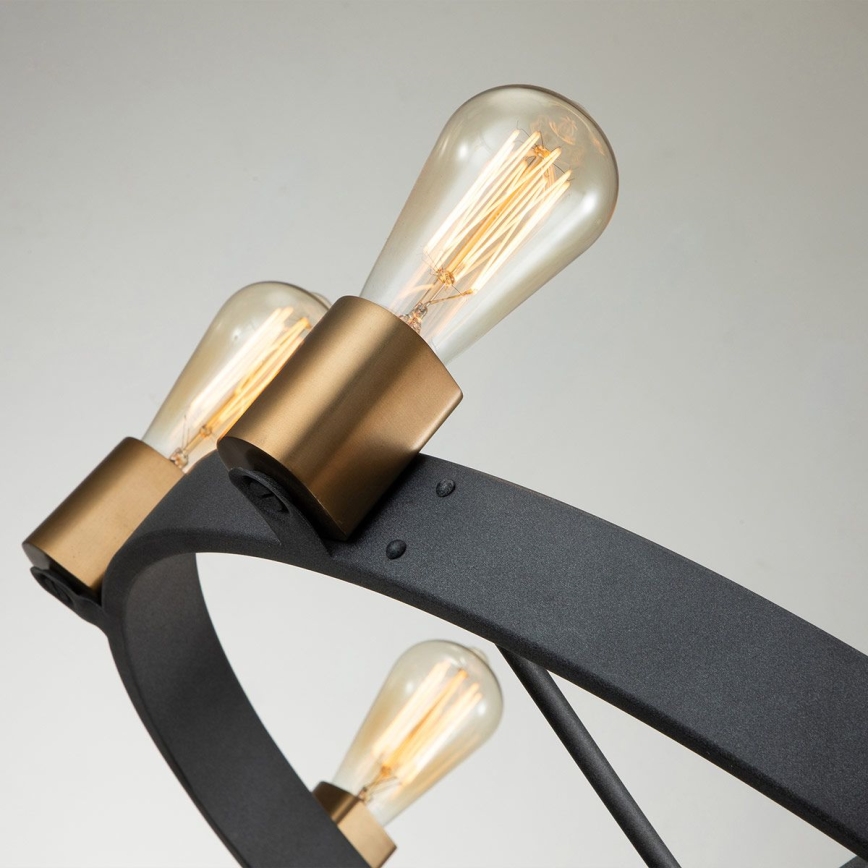 Quintiesse - Taklampa på stång SILAS 8xE27/60W/230V Ø 82,9 cm svart/guld