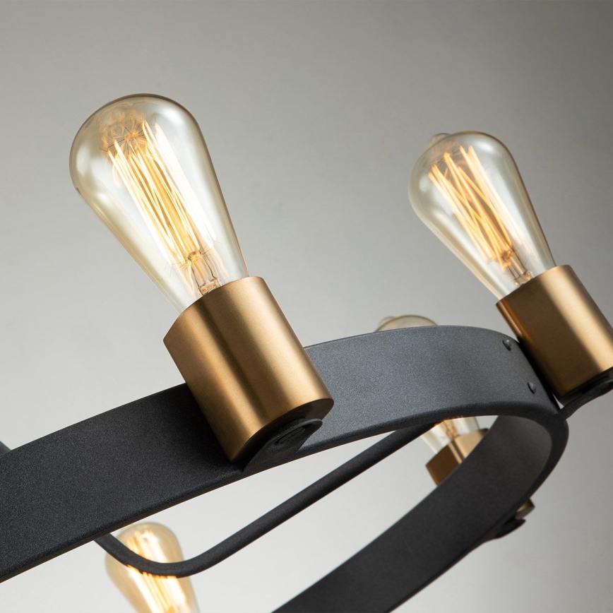 Quintiesse - Taklampa på stång SILAS 8xE27/60W/230V Ø 82,9 cm svart/guld