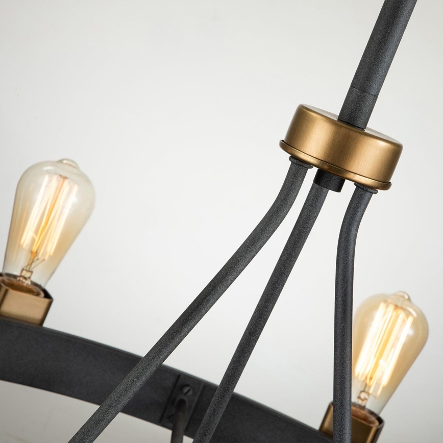 Quintiesse - Taklampa på stång SILAS 8xE27/60W/230V Ø 82,9 cm svart/guld