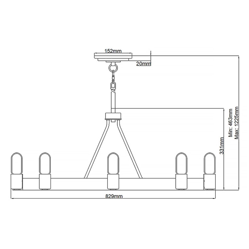 Quintiesse - Taklampa på stång SILAS 8xE27/60W/230V Ø 82,9 cm svart/guld