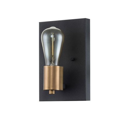 Quintiesse - Vägglampa SILAS 1xE27/60W/230V svart/guld