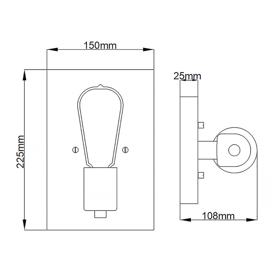 Quintiesse - Vägglampa SILAS 1xE27/60W/230V svart/guld